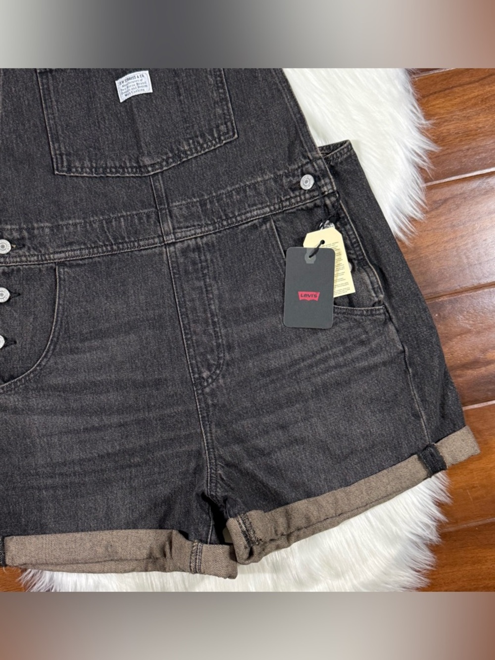 Levi's Women's Size Medium Live Wire Vintage Overall Shortalls - Picture 3 of 11